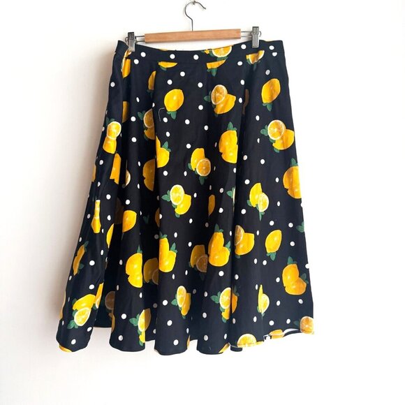 Collectif Lemon Print Skater Skirt 3X NWT - Picture 1 of 4